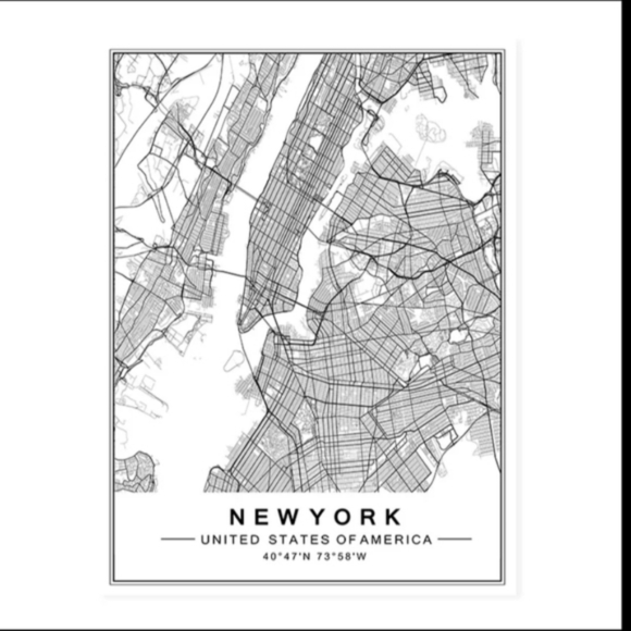 Other - New York city unframed white and black canvas map